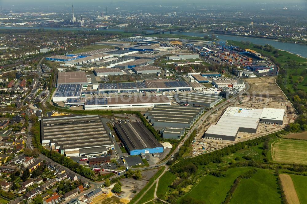 Duisburg from above - Industrial and commercial area Logport Rheinhausen in Duisburg in the state North Rhine-Westphalia