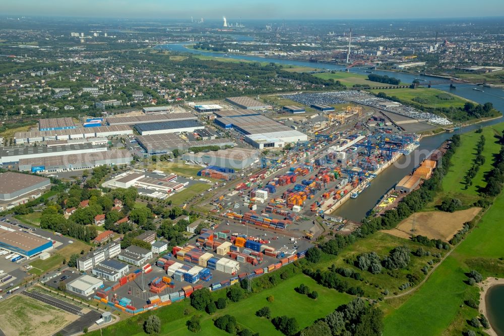 Duisburg from above - Industrial and commercial area at the rhein river in Duisburg in the state North Rhine-Westphalia