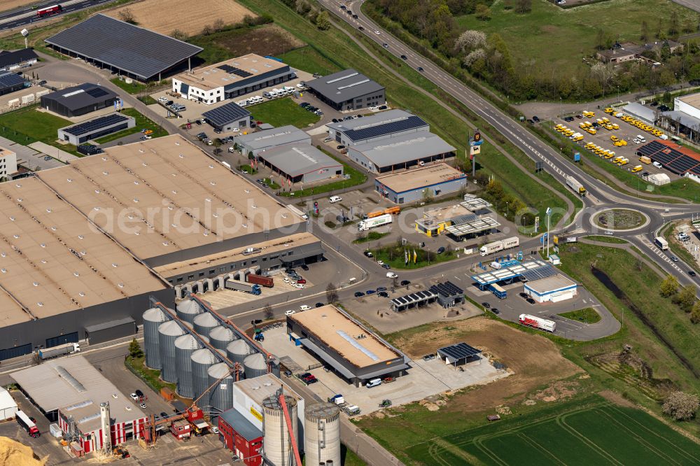 Ettenheim from above - Industrial and commercial area Dyn A5 and Orschweier in Ettenheim in the state Baden-Wurttemberg, Germany