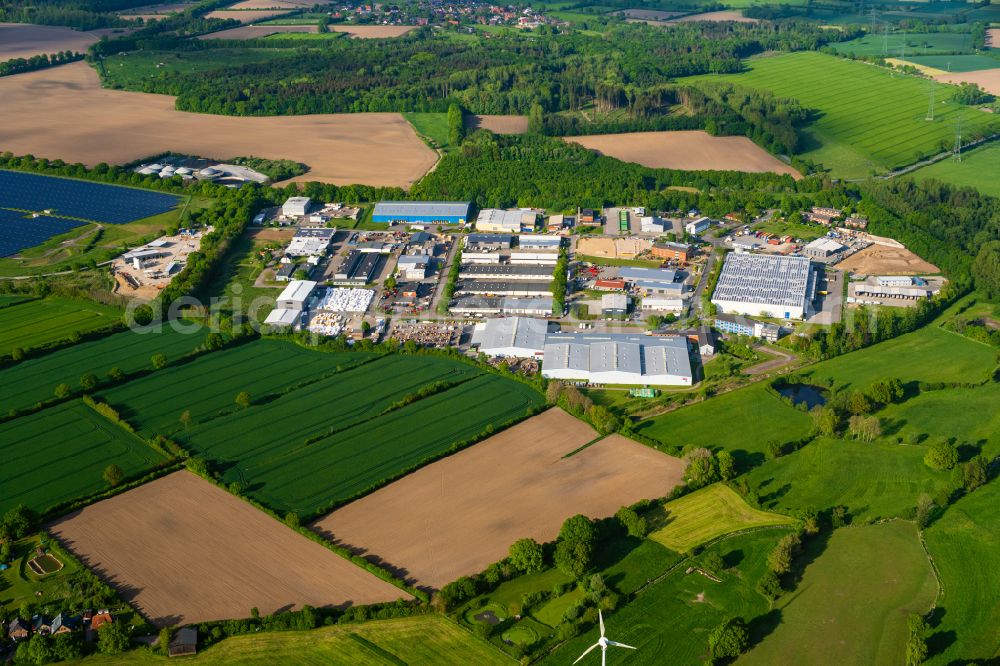 Elmenhorst from the bird's eye view: Industrial and commercial area in Elmenhorst in the state Schleswig-Holstein, Germany