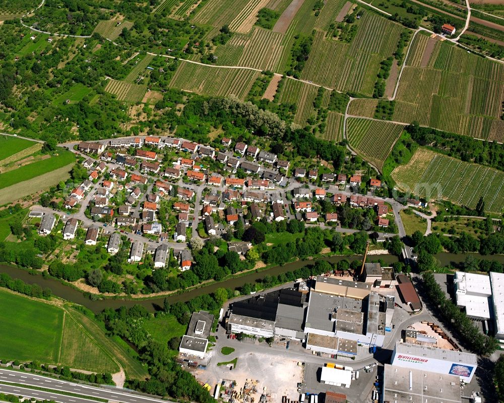 Endersbach from above - Industrial and commercial area in Endersbach in the state Baden-Wuerttemberg, Germany