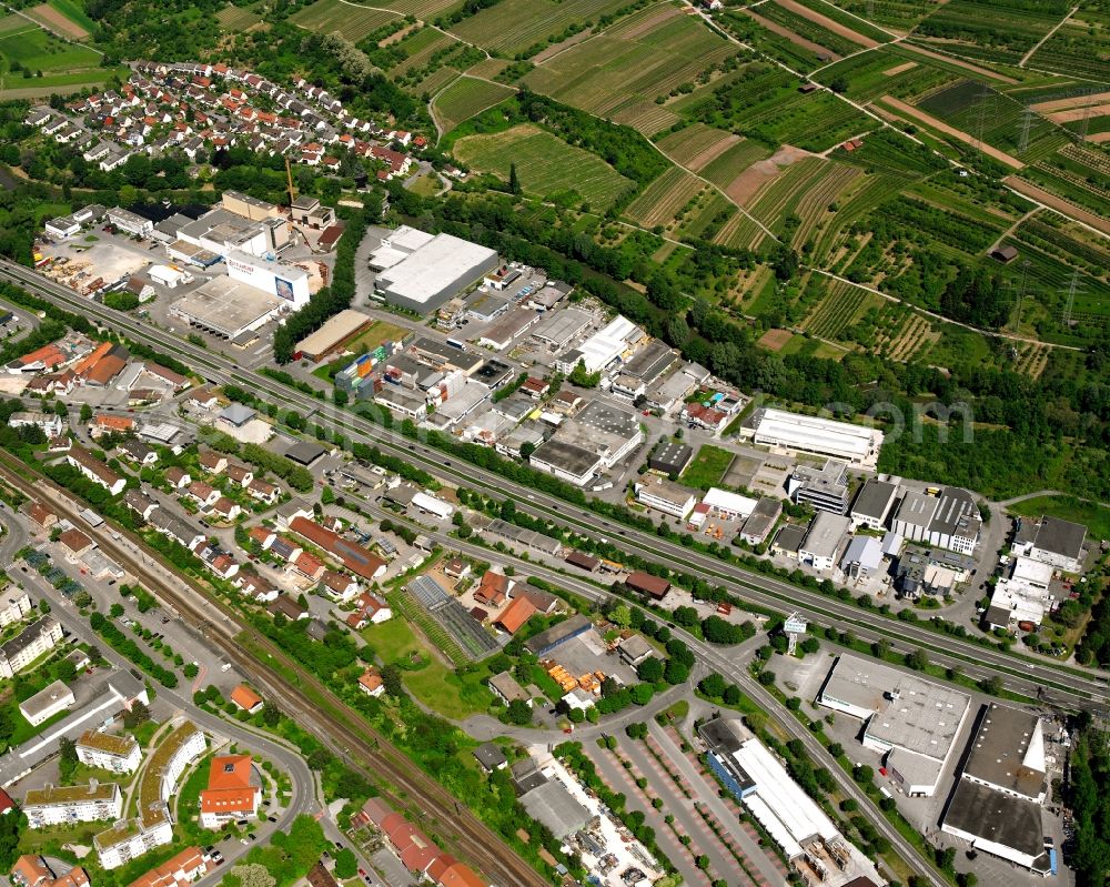 Endersbach from the bird's eye view: Industrial and commercial area in Endersbach in the state Baden-Wuerttemberg, Germany