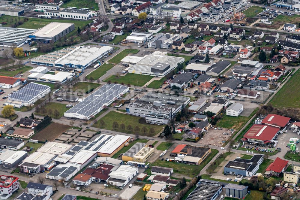 Endingen am Kaiserstuhl from the bird's eye view: Industrial and commercial area Endingen in Endingen am Kaiserstuhl in the state Baden-Wuerttemberg, Germany