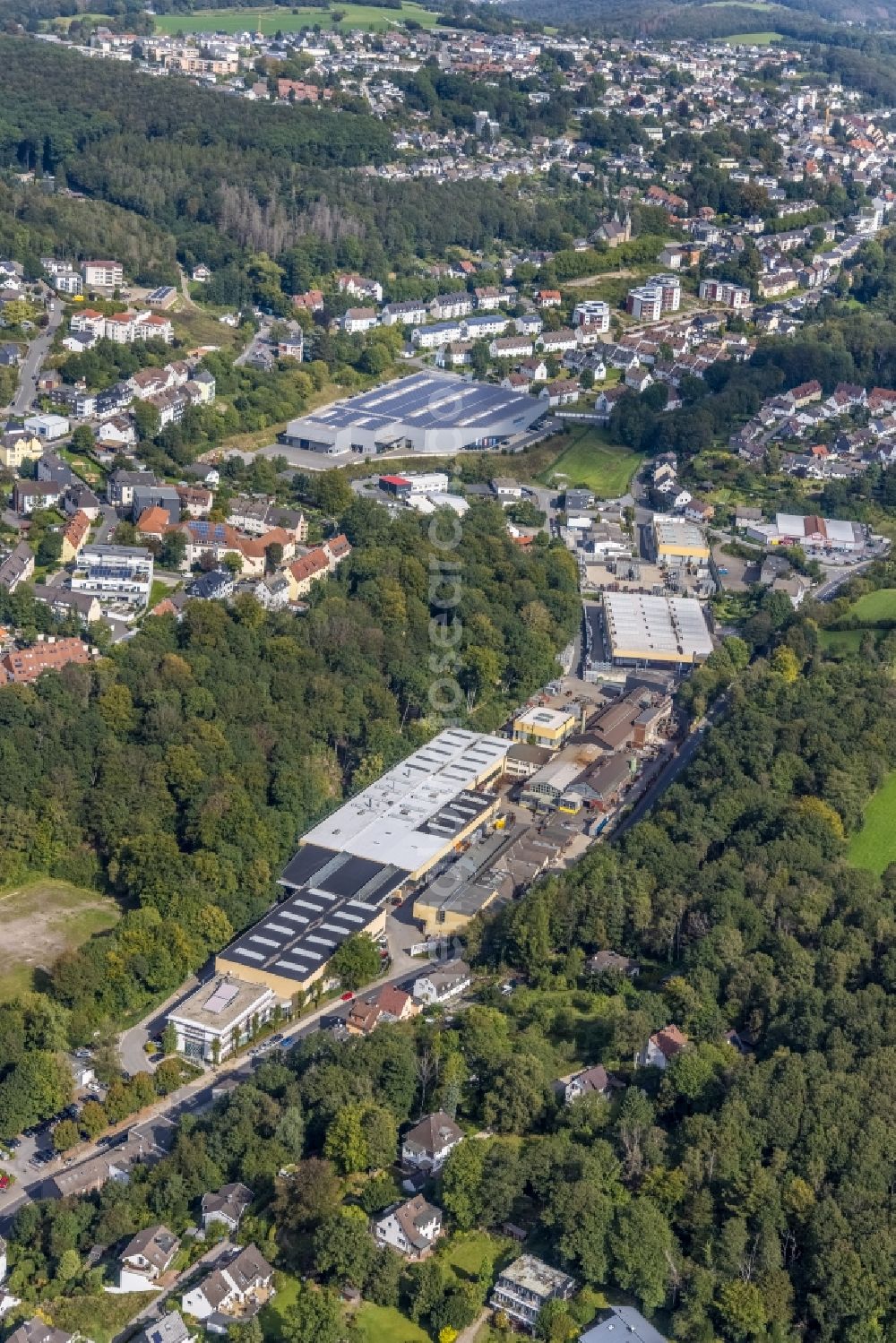 Aerial photograph Ennepetal - Industrial and commercial area along the Loher Strasse in Ennepetal in the state North Rhine-Westphalia, Germany