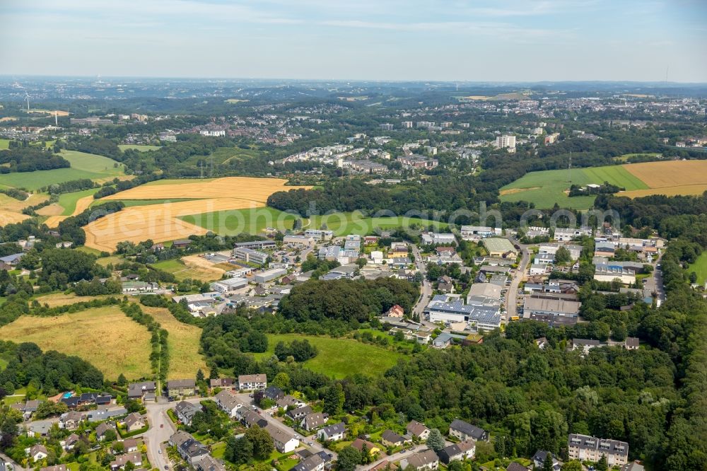 Heiligenhaus from the bird's eye view: Industrial and commercial area along Dieselstrasse in the East of Heiligenhaus in the state of North Rhine-Westphalia