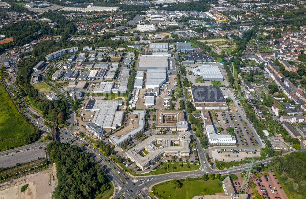 Aerial photograph Essen - Industrial and commercial area on Bonlerstrasse - Am Lichtbogen in Essen in the state North Rhine-Westphalia, Germany