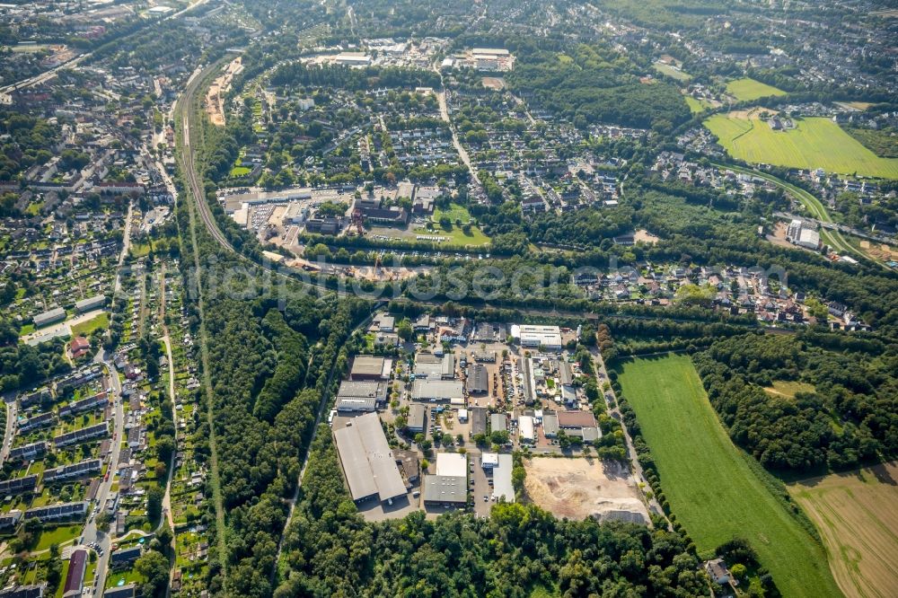 Essen from above - Industrial and commercial area at the Bonifaciusring in Essen in the state North Rhine-Westphalia, Germany