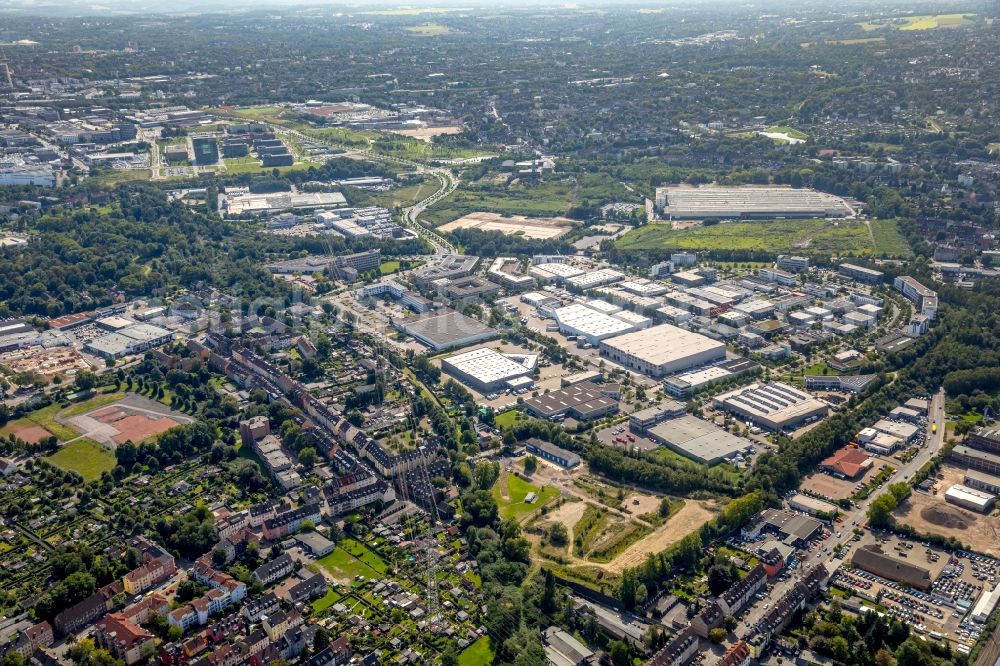 Aerial photograph Essen - Industrial and commercial area on Bonlerstrasse - Am Lichtbogen in Essen in the state North Rhine-Westphalia, Germany