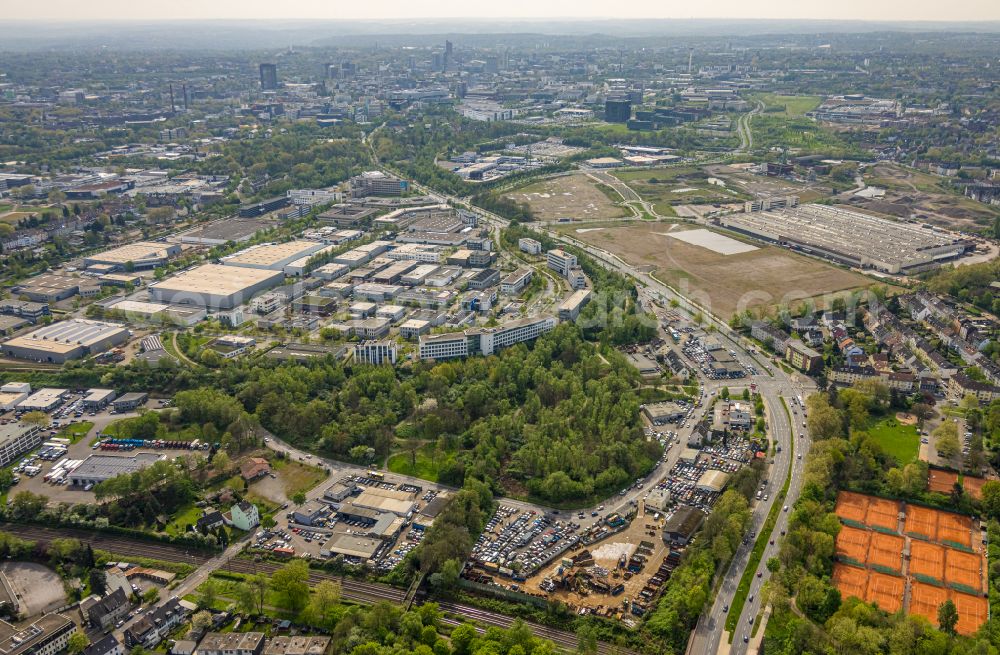Aerial photograph Essen - industrial and commercial area on Bonlerstrasse - Am Lichtbogen in Essen in the state North Rhine-Westphalia, Germany