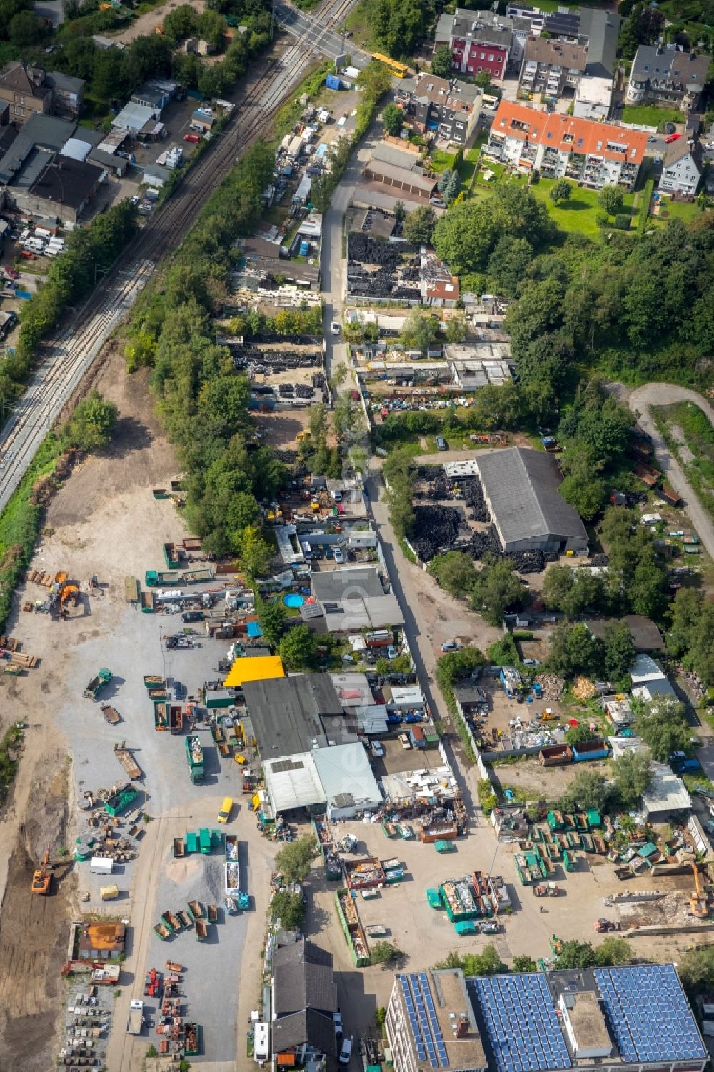 Essen from above - Industrial and commercial area on Dahlhauser Strasse in Essen in the state North Rhine-Westphalia, Germany