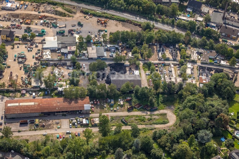 Essen from the bird's eye view: Industrial and commercial area on Dahlhauser Strasse in Essen in the state North Rhine-Westphalia, Germany