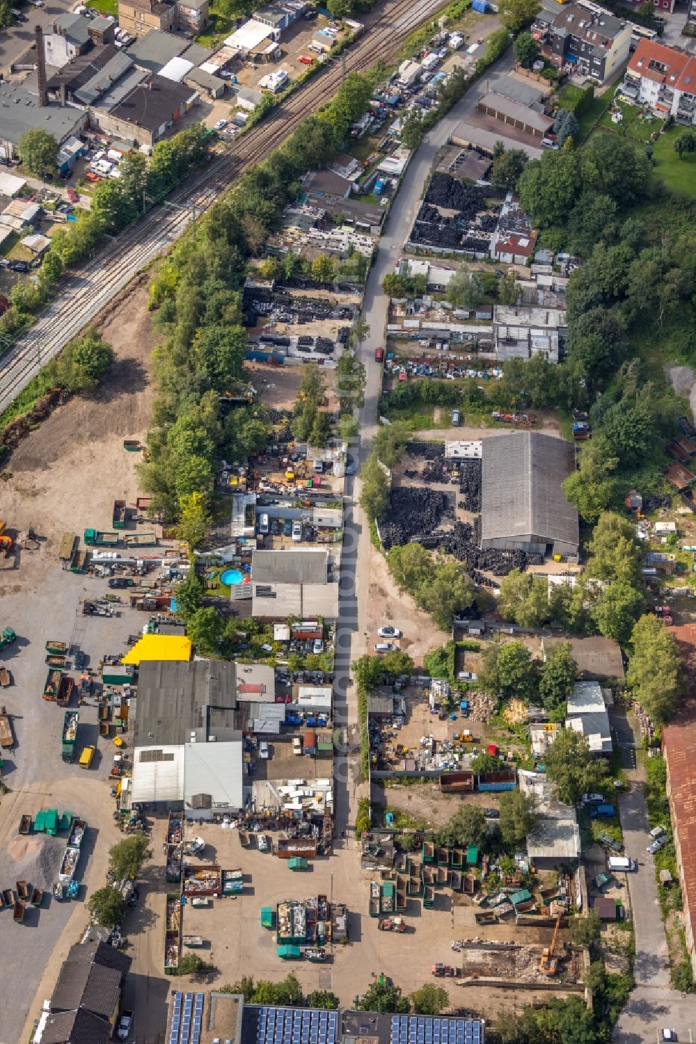 Essen from the bird's eye view: Industrial and commercial area on Dahlhauser Strasse in Essen in the state North Rhine-Westphalia, Germany