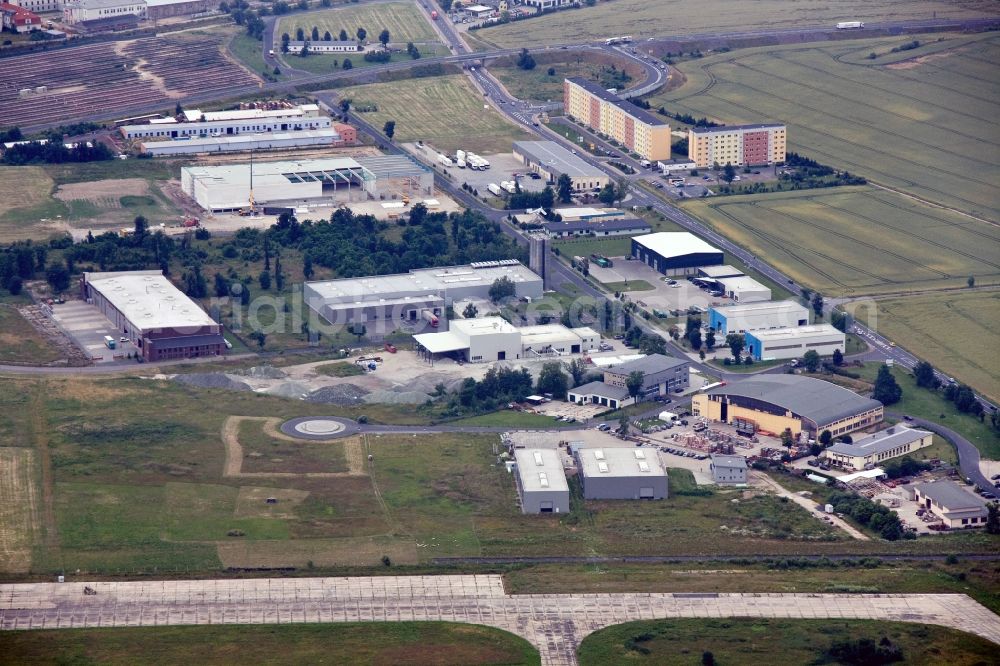 Aerial image Großenhain - Industrial and commercial area on the airfield of the City Park in the Grossenhain of Saxony