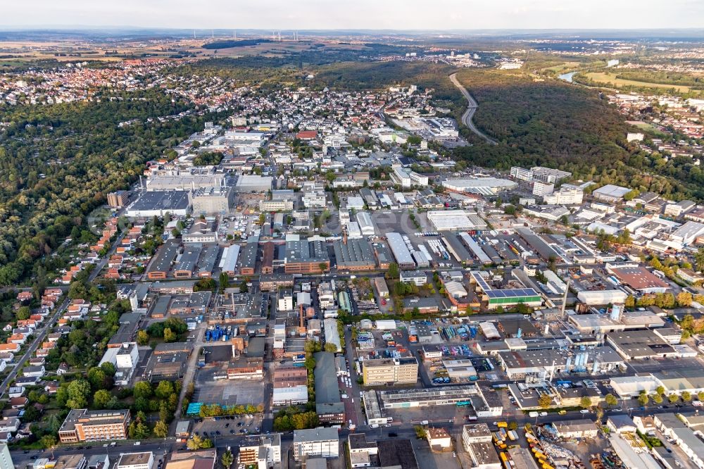 Frankfurt am Main from the bird's eye view: Industrial and commercial area Bergem-Enkheim in Frankfurt in the state Hesse, Germany