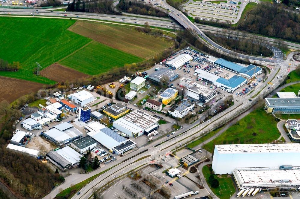 Freiburg im Breisgau from the bird's eye view: Industrial and commercial area Freiburg Nord in Freiburg im Breisgau in the state Baden-Wuerttemberg, Germany