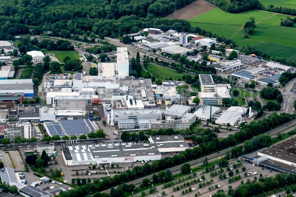 Freiburg im Breisgau from above - Industrial and commercial area Freiburg Nord in Freiburg im Breisgau in the state Baden-Wuerttemberg, Germany