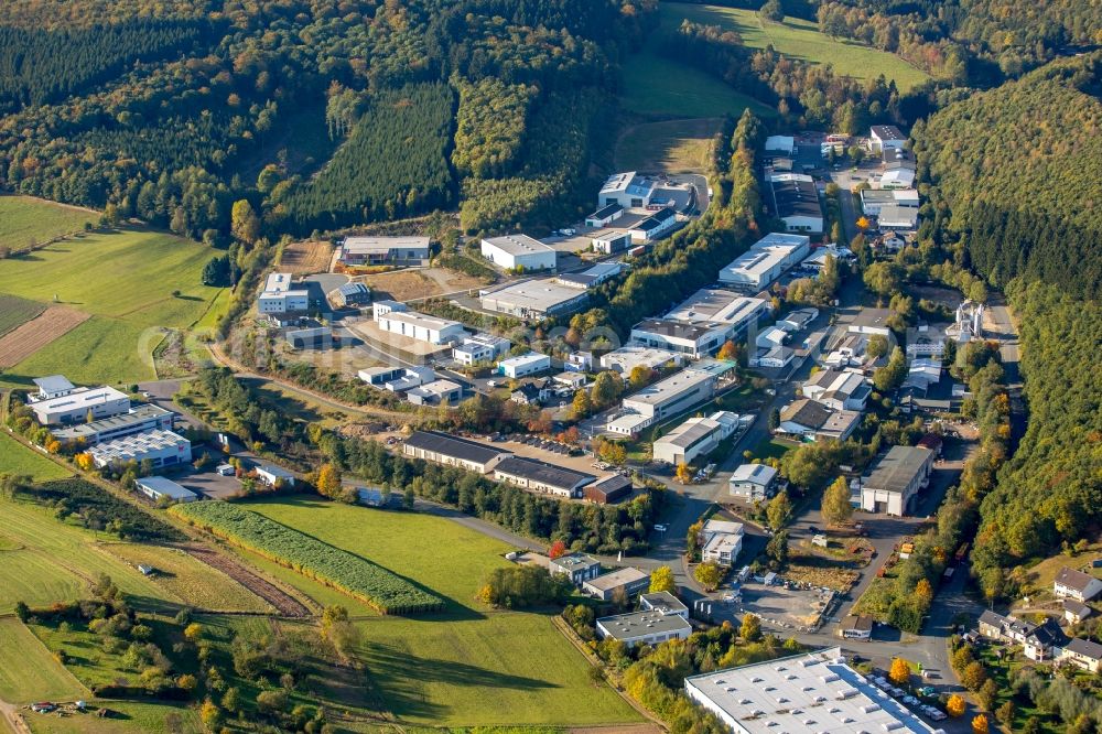 Freudenberg from above - Industrial and commercial area Hommeswiese in Freudenberg in the state North Rhine-Westphalia