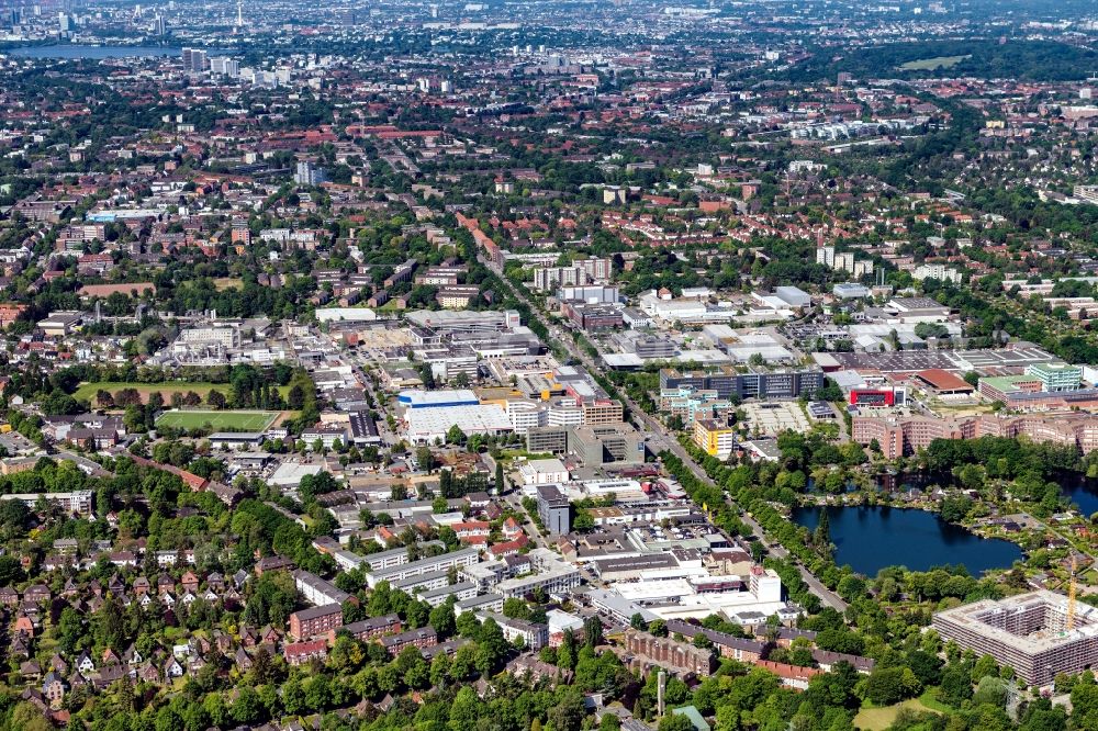 Aerial photograph Hamburg - Industrial and commercial area on Friedrich-Ebert-Donm in the district Wandsbek in Hamburg, Germany