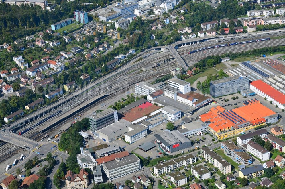 Schaffhausen from the bird's eye view: Industrial and commercial area on Fulachstrasse, Ebnatstrasse in Schaffhausen, Switzerland