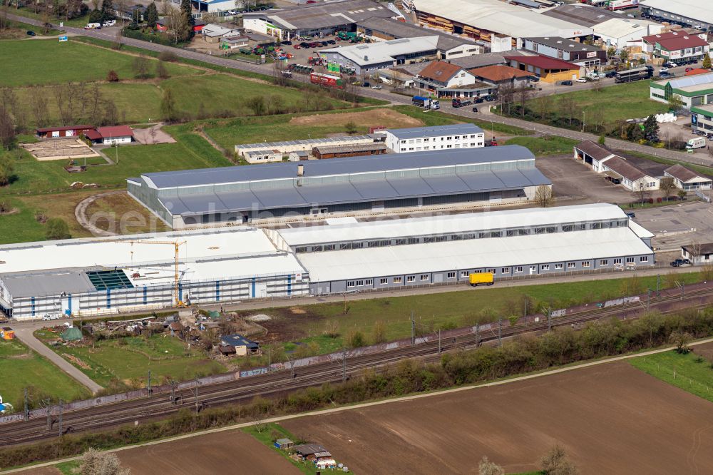 Appenweier from above - Industrial and commercial area and Gebaeude of Werner Logistik GmbH in Appenweier in the state Baden-Wuerttemberg, Germany