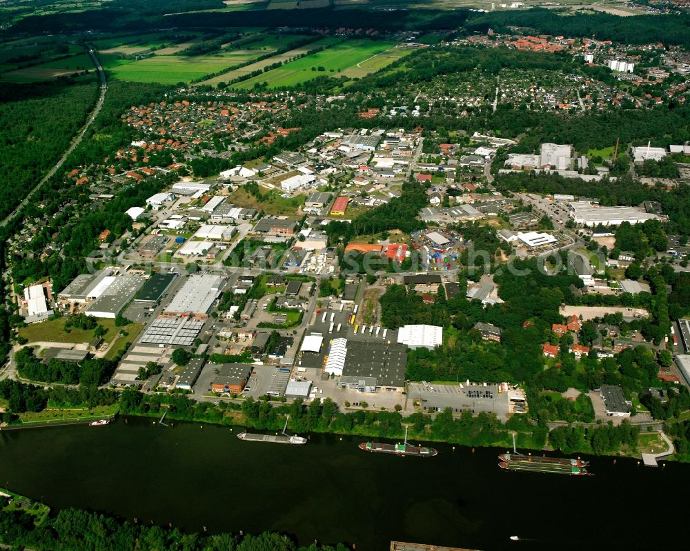 Aerial photograph Geesthacht - Industrial and commercial area in Geesthacht in the state Schleswig-Holstein, Germany