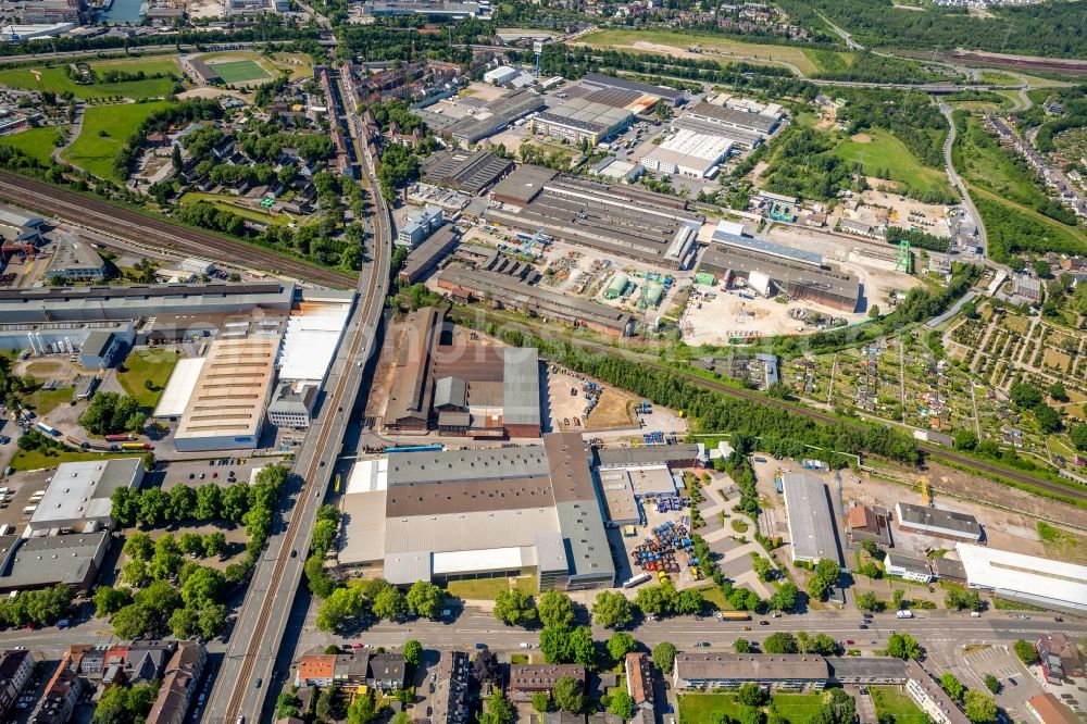 Gelsenkirchen from above - Industrial and commercial area on Kurt-Schumacher-Strasse in Gelsenkirchen in the state North Rhine-Westphalia, Germany