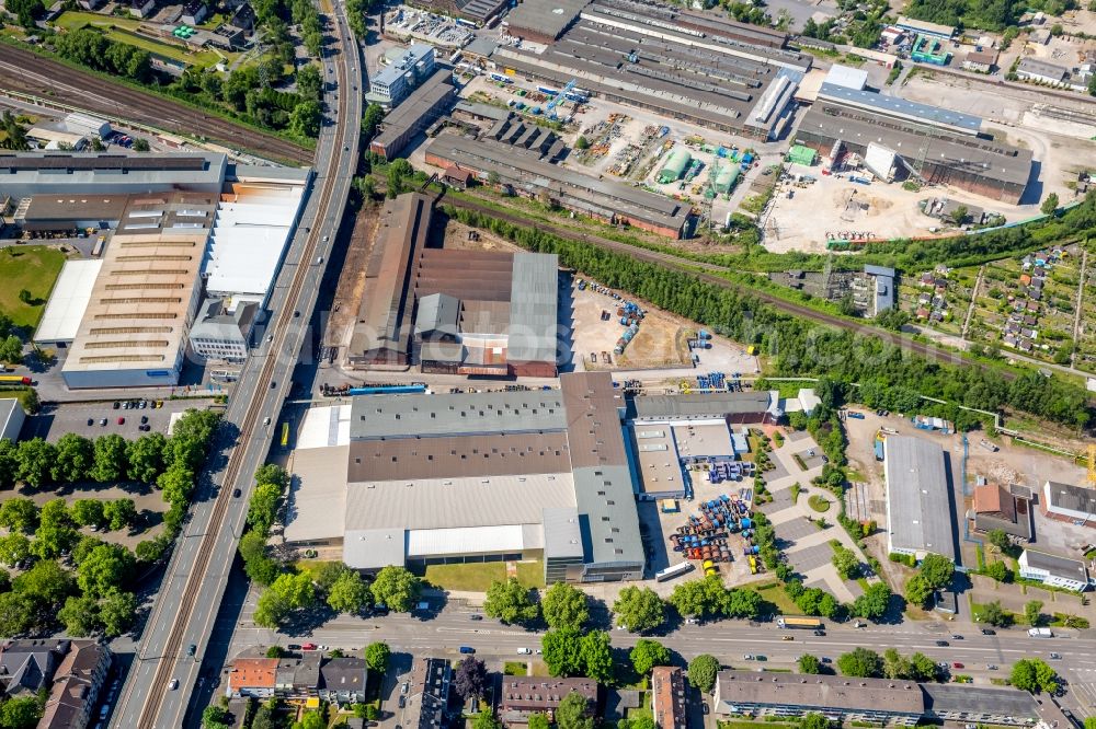 Gelsenkirchen from above - Industrial and commercial area on Kurt-Schumacher-Strasse in Gelsenkirchen in the state North Rhine-Westphalia, Germany