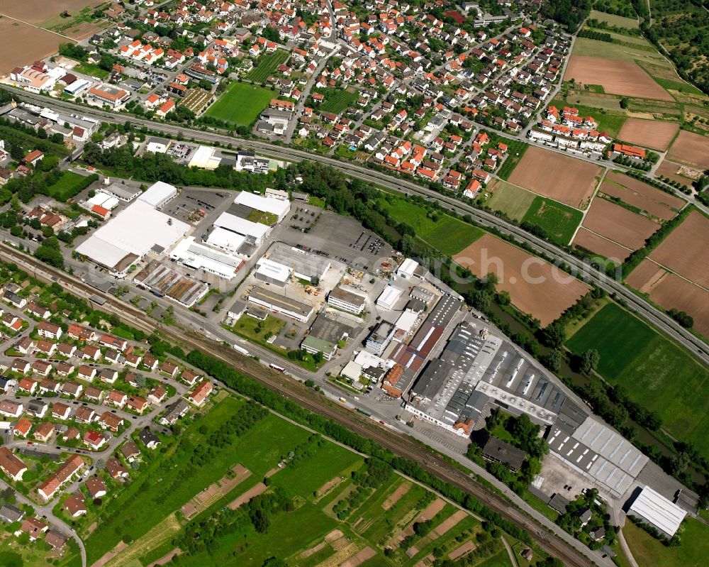 Geradstetten from above - Industrial and commercial area in Geradstetten in the state Baden-Wuerttemberg, Germany