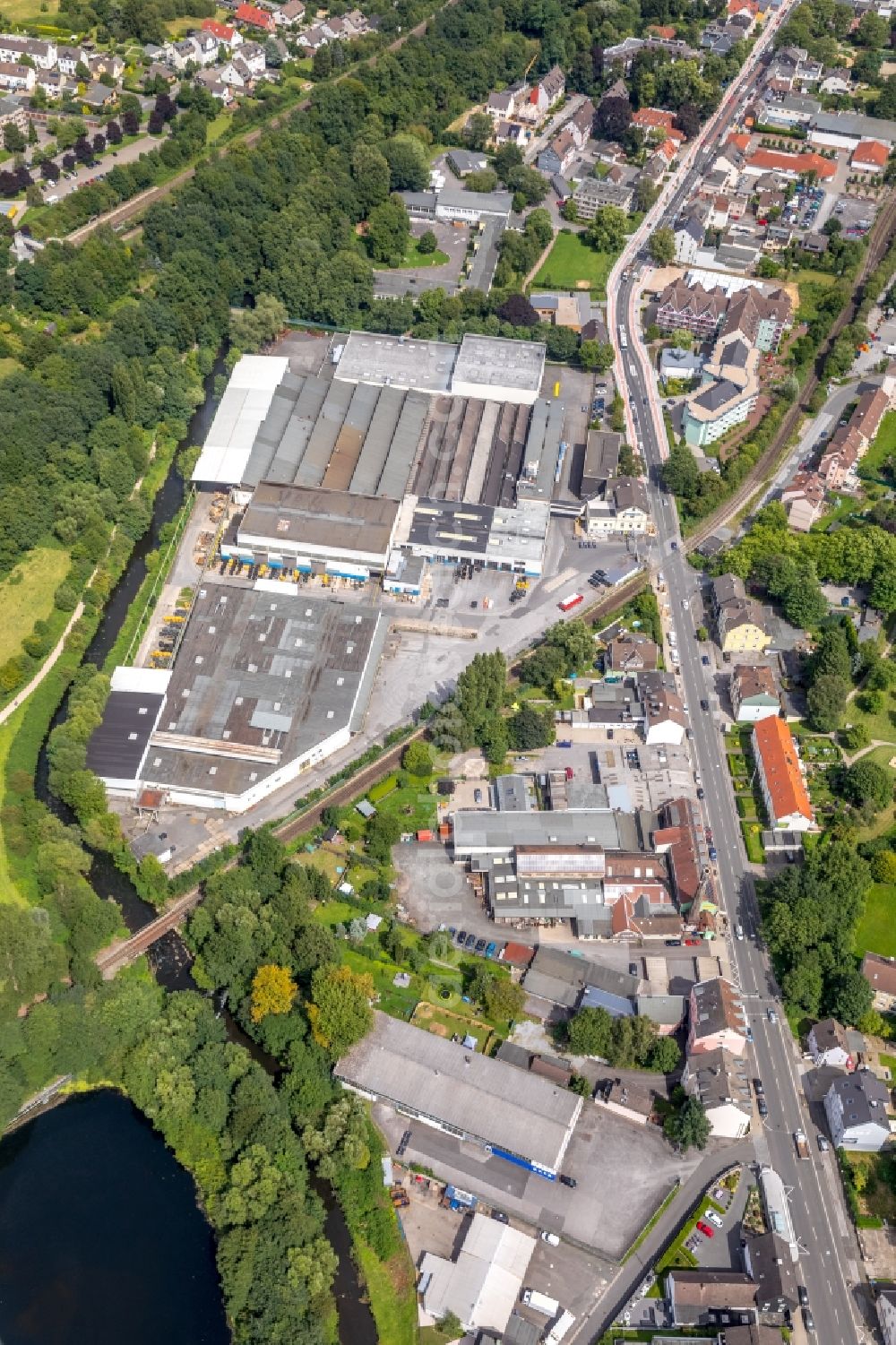 Aerial photograph Gevelsberg - Industrial and commercial area along the Hagener Strasse in Gevelsberg in the state North Rhine-Westphalia, Germany