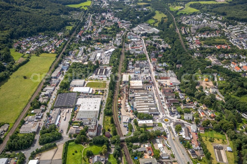 Aerial photograph Gevelsberg - Industrial and commercial area along the Hagener Strasse in Gevelsberg in the state North Rhine-Westphalia, Germany