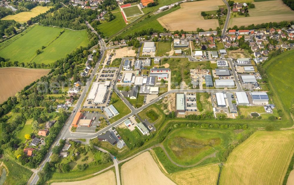 Hamm from above - Industrial and commercial area Gewerbequartier Hohefeld former British Army Argonner Baracks in the district Hamm-Osten in Hamm in the state North Rhine-Westphalia, Germany