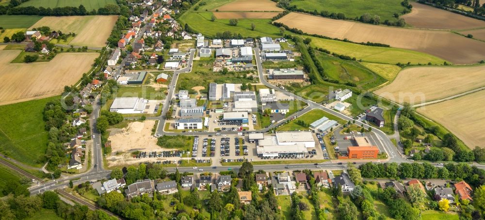 Aerial photograph Hamm - Industrial and commercial area Gewerbequartier Hohefeld former British Army Argonner Baracks in the district Hamm-Osten in Hamm in the state North Rhine-Westphalia, Germany