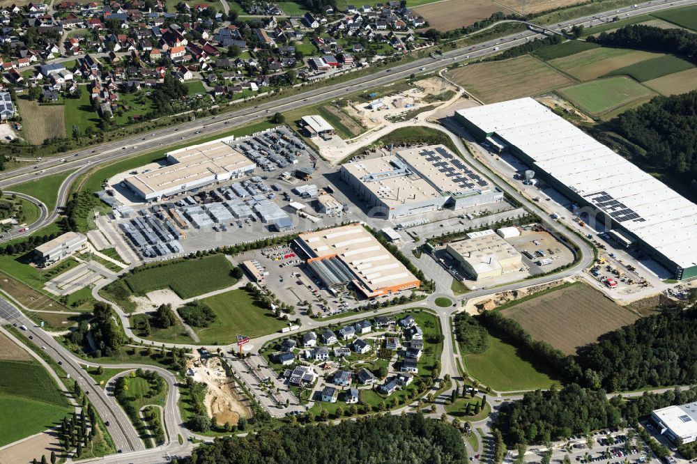 Günzburg from the bird's eye view: Industrial and commercial area on street Kimmerle-Ring in Guenzburg in the state Bavaria, Germany