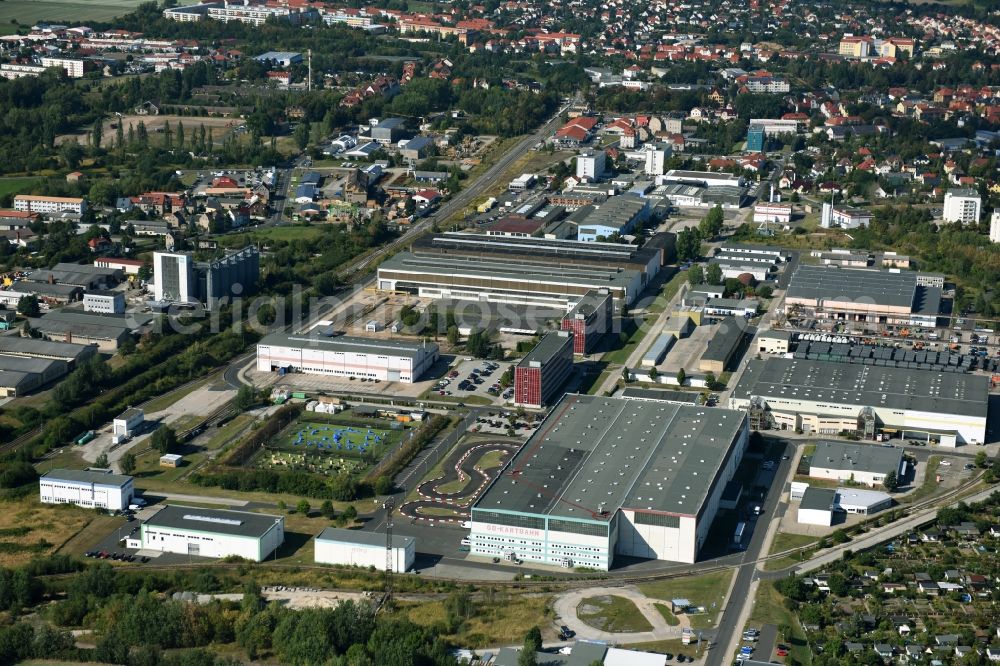 Aerial image Grimma - Industrial and commercial area on Suedstrasse in Grimma in the state Saxony