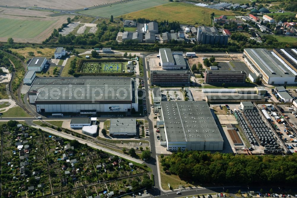 Grimma from the bird's eye view: Industrial and commercial area on Suedstrasse in Grimma in the state Saxony