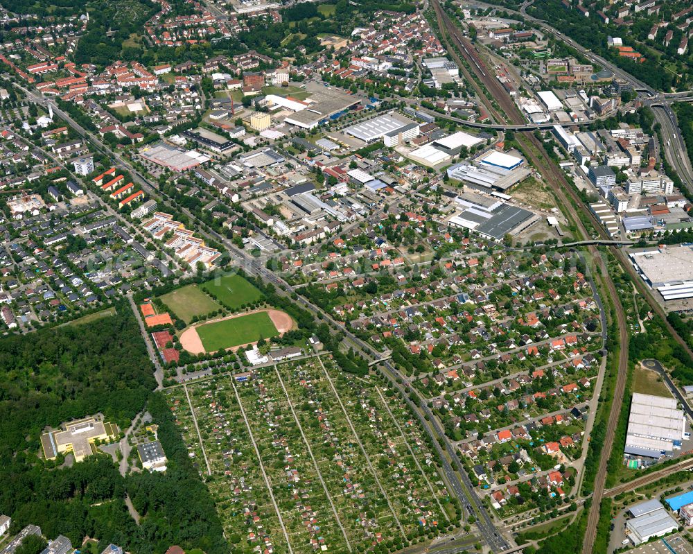 Aerial image Grünwinkel - Industrial and commercial area in Grünwinkel in the state Baden-Wuerttemberg, Germany