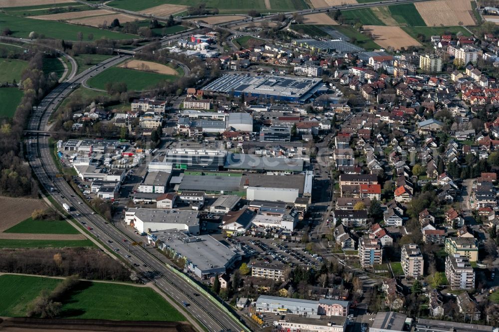 Aerial photograph Gundelfingen - Industrial and commercial area Gundelfingen bei Freiburg in Gundelfingen in the state Baden-Wurttemberg, Germany