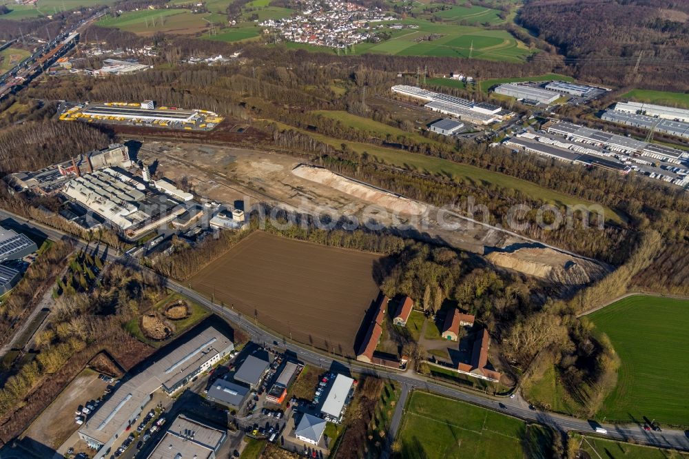 Hagen from the bird's eye view: Industrial and commercial area Oelmuehlenbach in Hagen in the state North Rhine-Westphalia