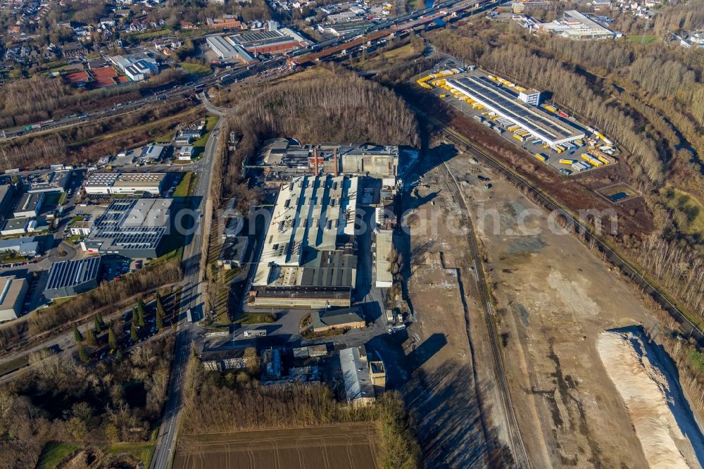 Aerial image Hagen - Industrial and commercial area Oelmuehlenbach in Hagen in the state North Rhine-Westphalia