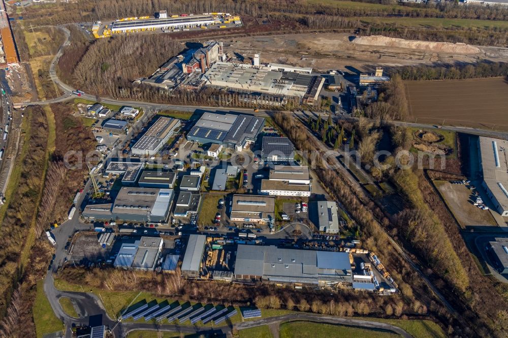 Aerial photograph Hagen - Industrial and commercial area Oelmuehlenbach in Hagen in the state North Rhine-Westphalia