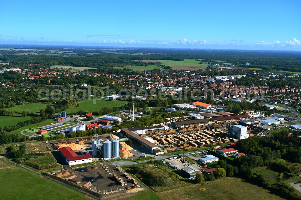 Aerial image Hagenow - Industrial and commercial area in Hagenow in the state Mecklenburg - Western Pomerania, Germany