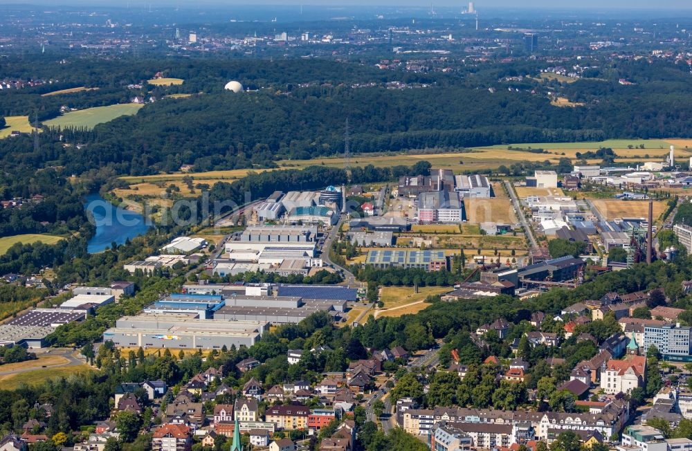 Hattingen from the bird's eye view: Industrial and commercial area Am Walzwerk - Henrichs-Allee in Hattingen in the state North Rhine-Westphalia, Germany