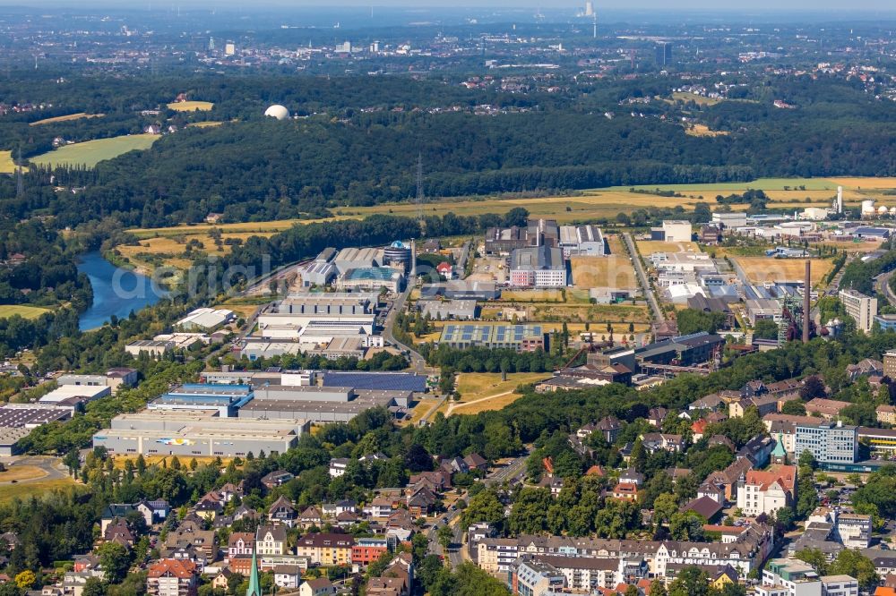 Aerial image Hattingen - Industrial and commercial area Am Walzwerk - Henrichs-Allee in Hattingen in the state North Rhine-Westphalia, Germany