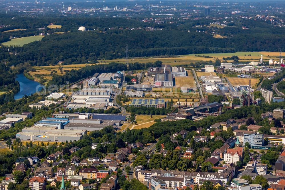 Aerial photograph Hattingen - Industrial and commercial area Am Walzwerk - Henrichs-Allee in Hattingen in the state North Rhine-Westphalia, Germany