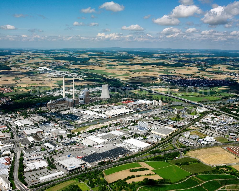 Heilbronn from above - Industrial and commercial area in Heilbronn in the state Baden-Wuerttemberg, Germany