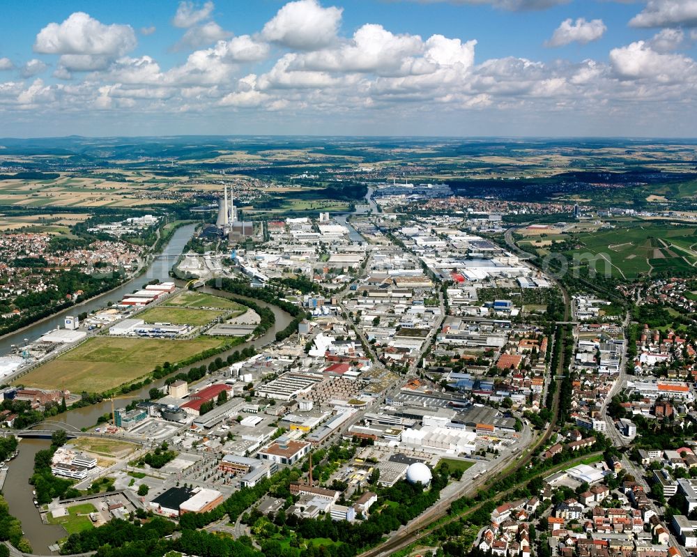 Aerial photograph Heilbronn - Industrial and commercial area in Heilbronn in the state Baden-Wuerttemberg, Germany