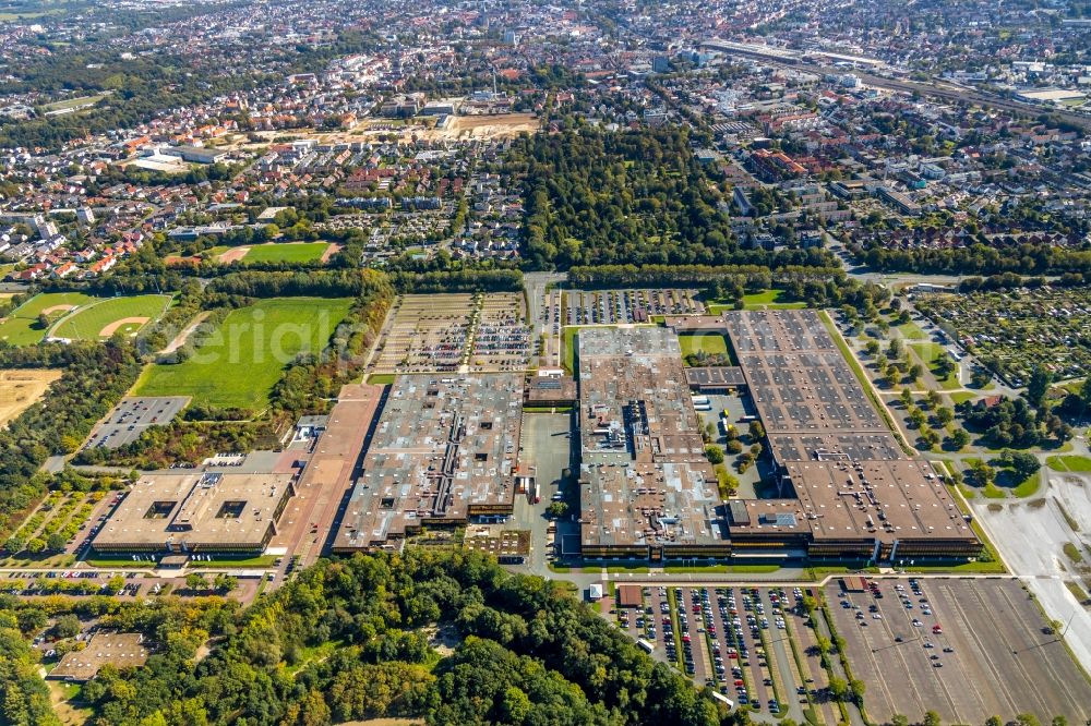 Aerial image Paderborn - Industrial and commercial area on Heinz-Nixdorf-Ring - Almepark in Paderborn in the state North Rhine-Westphalia, Germany