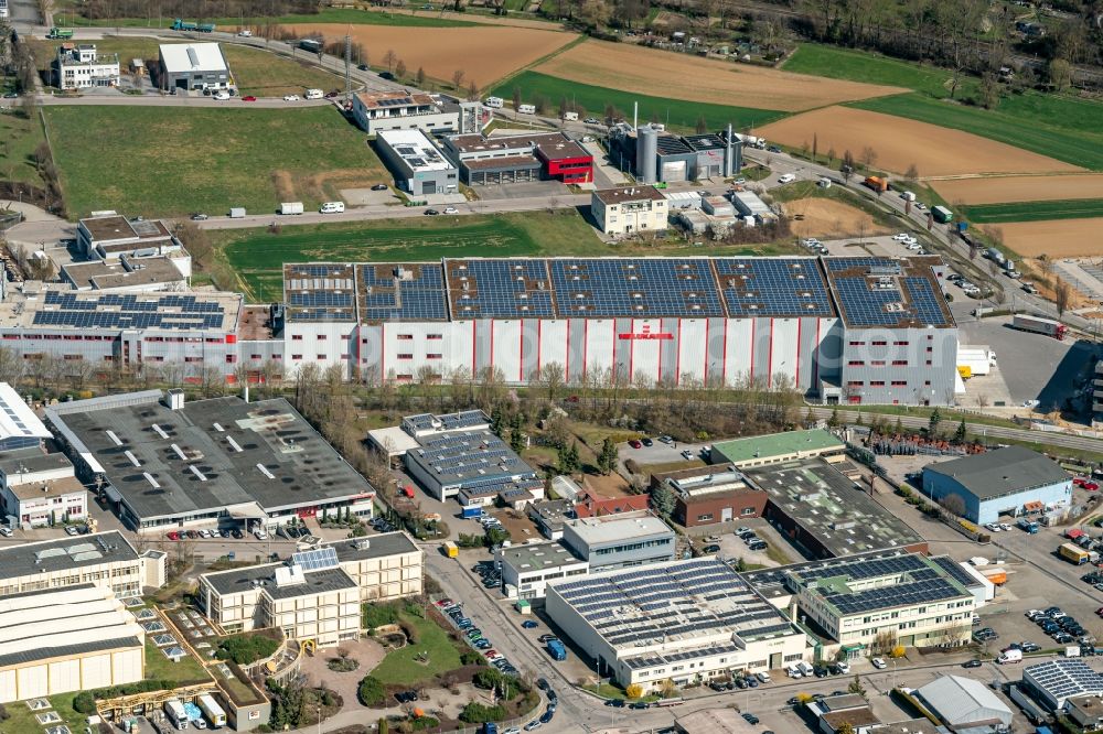 Hemmingen from above - Industrial and commercial area in Hemmingen in the state Baden-Wuerttemberg, Germany