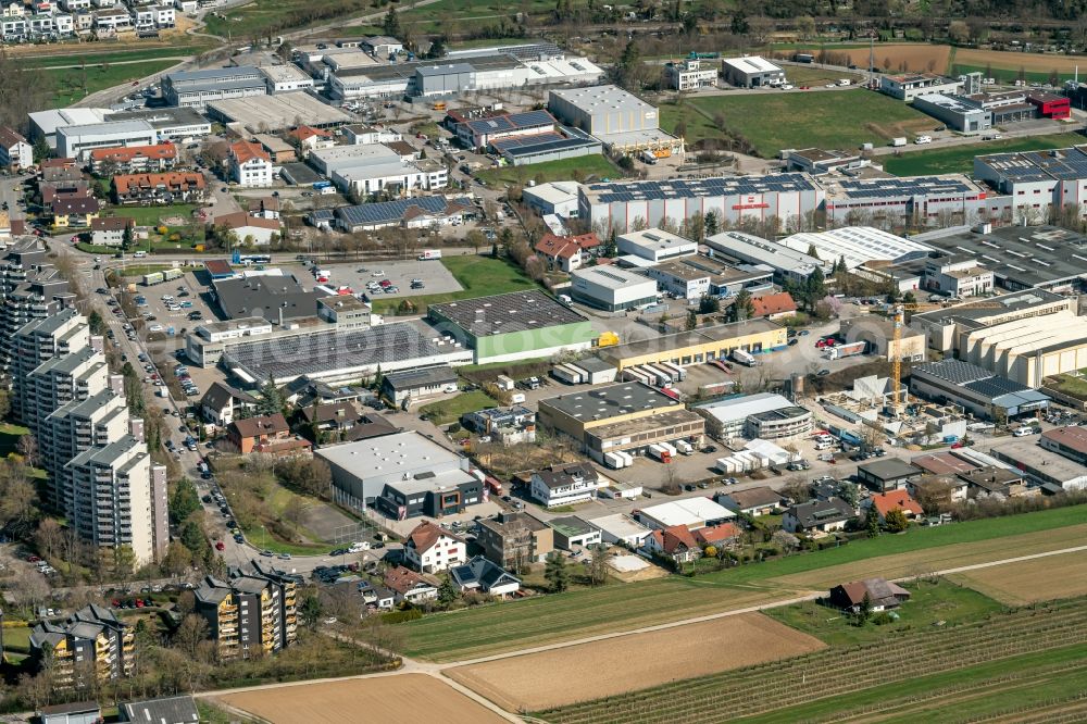 Hemmingen from above - Industrial and commercial area in Hemmingen in the state Baden-Wuerttemberg, Germany