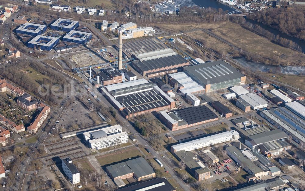 Hennigsdorf from the bird's eye view: Industrial and commercial area in Hennigsdorf in the state Brandenburg, Germany